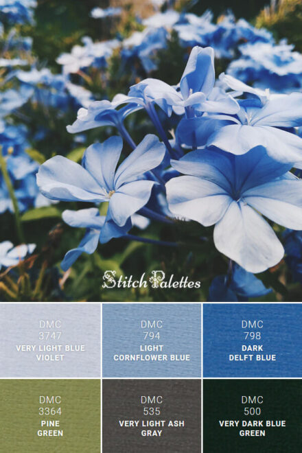 Blissful Blue - Embroidery Color Palette (With Thread Codes)