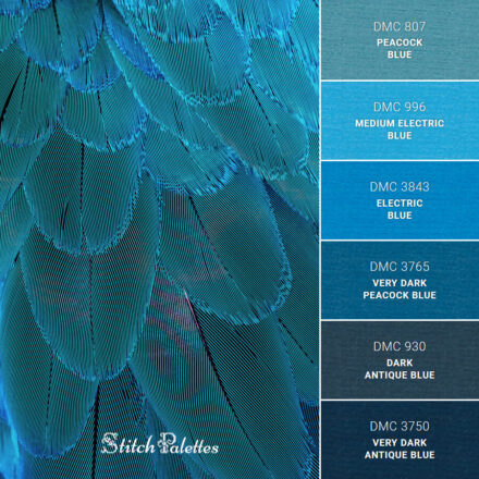 Blue And Yellow Phoenix - Embroidery Color Palette (With Thread Codes)