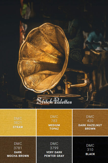 Gold Thread Code Golden Gramophone - Embroidery Color Palette (With Thread Codes)