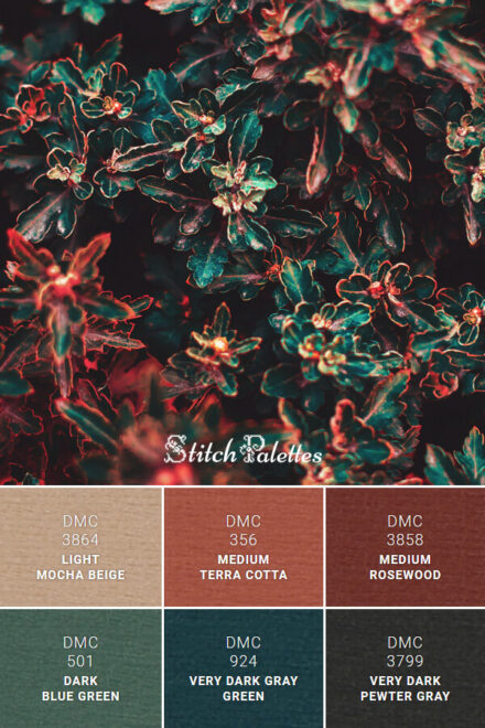 Berry Bush - Embroidery Color Palette (With Thread Codes)