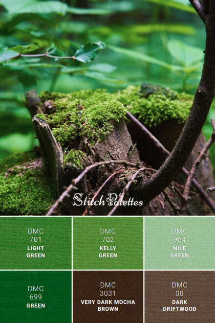 Forest Greens - Embroidery Color Palette (With Thread Codes)