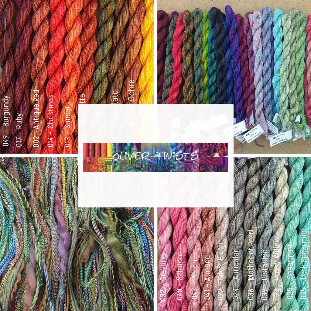 Hand dyed high twist embroidery silk threads