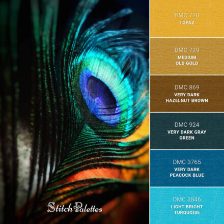 Blue And Yellow Phoenix - Embroidery Color Palette (With Thread Codes)