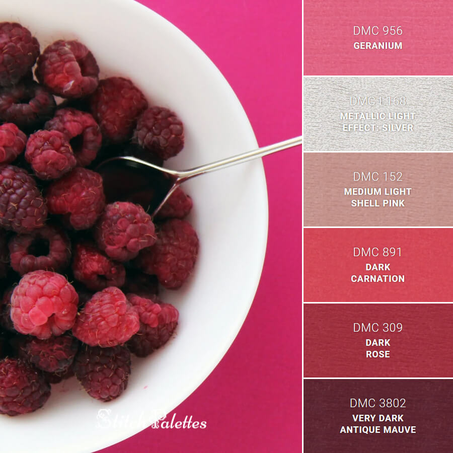 Bowl Of Berries - Embroidery Color Palette (With Thread Codes)