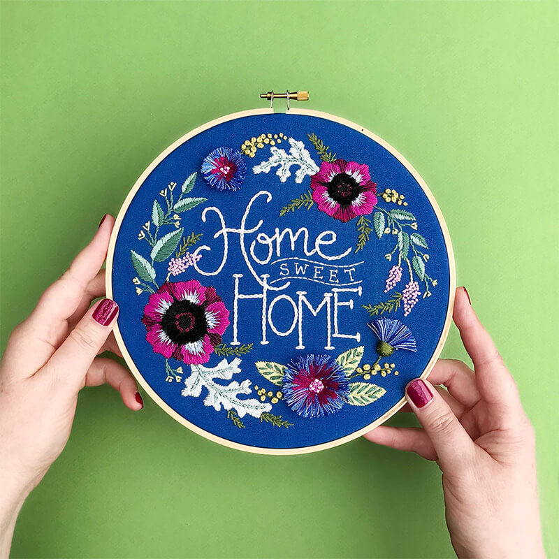 Home Sweet Home Embroidery Hoop Art 6 Inch Hoop