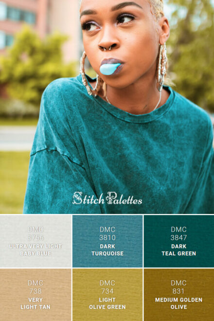 Gold Thread Code Out And About - Embroidery Color Palette (With Thread Codes)