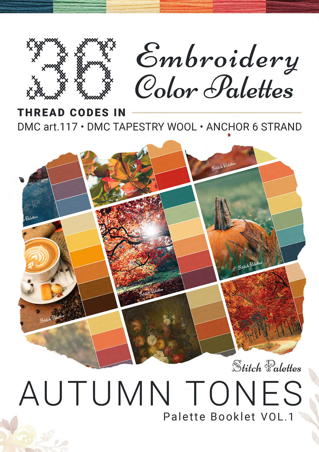 36 Fall Embroidery Thread Palettes