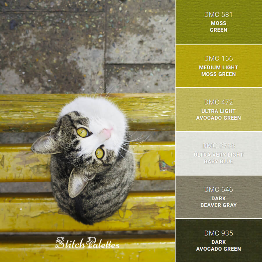 Stitch Palette SPA0545: Cat On A Bench