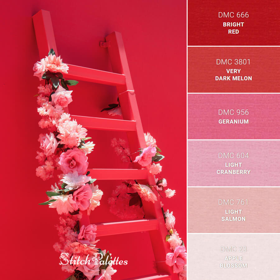 Red Ladder With Flowers
