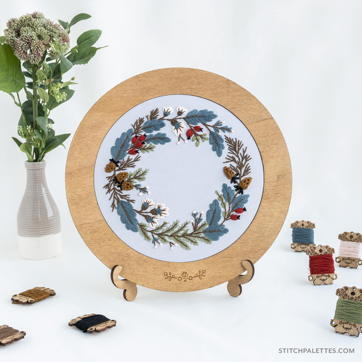 Finished Winter Wreath Embroidery With Frame