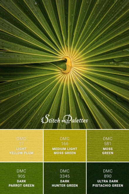 Greens Of Harmony - Embroidery Color Palette (With Thread Codes)