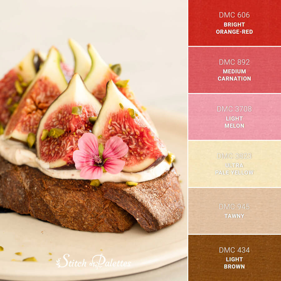 Figs On The Plate Embroidery Color Palette (With Thread Codes)