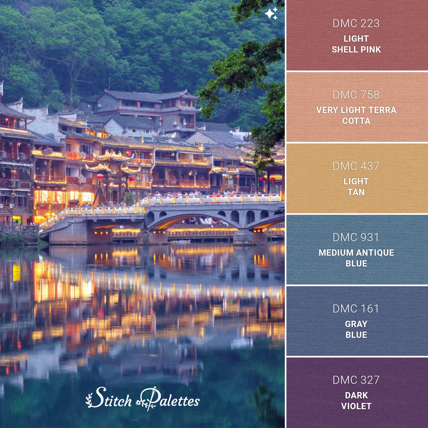 Evening Escapade - Embroidery Color Palette (With Thread Codes)