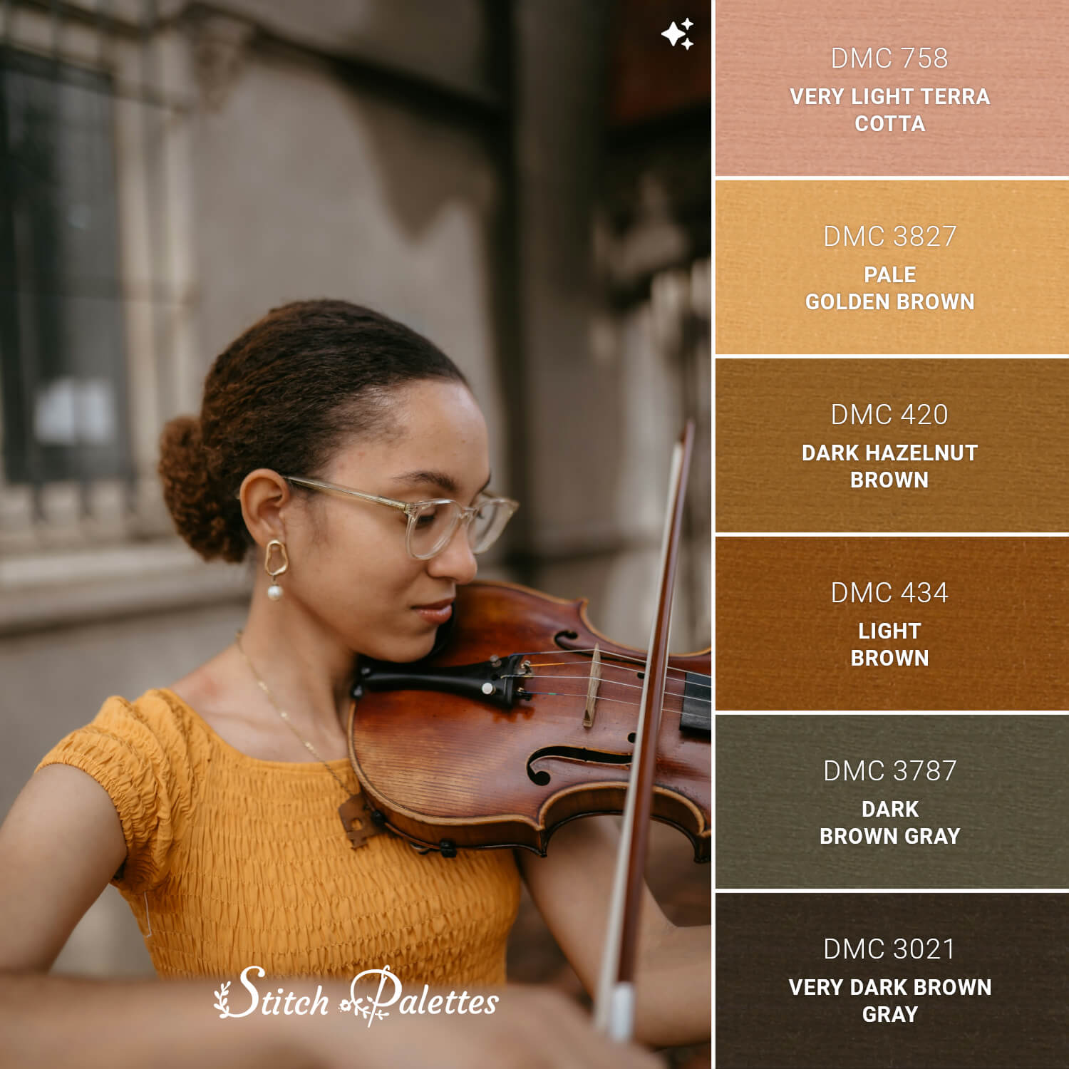 Gold Thread Code Golden Serenade - Embroidery Color Palette (With Thread Codes)