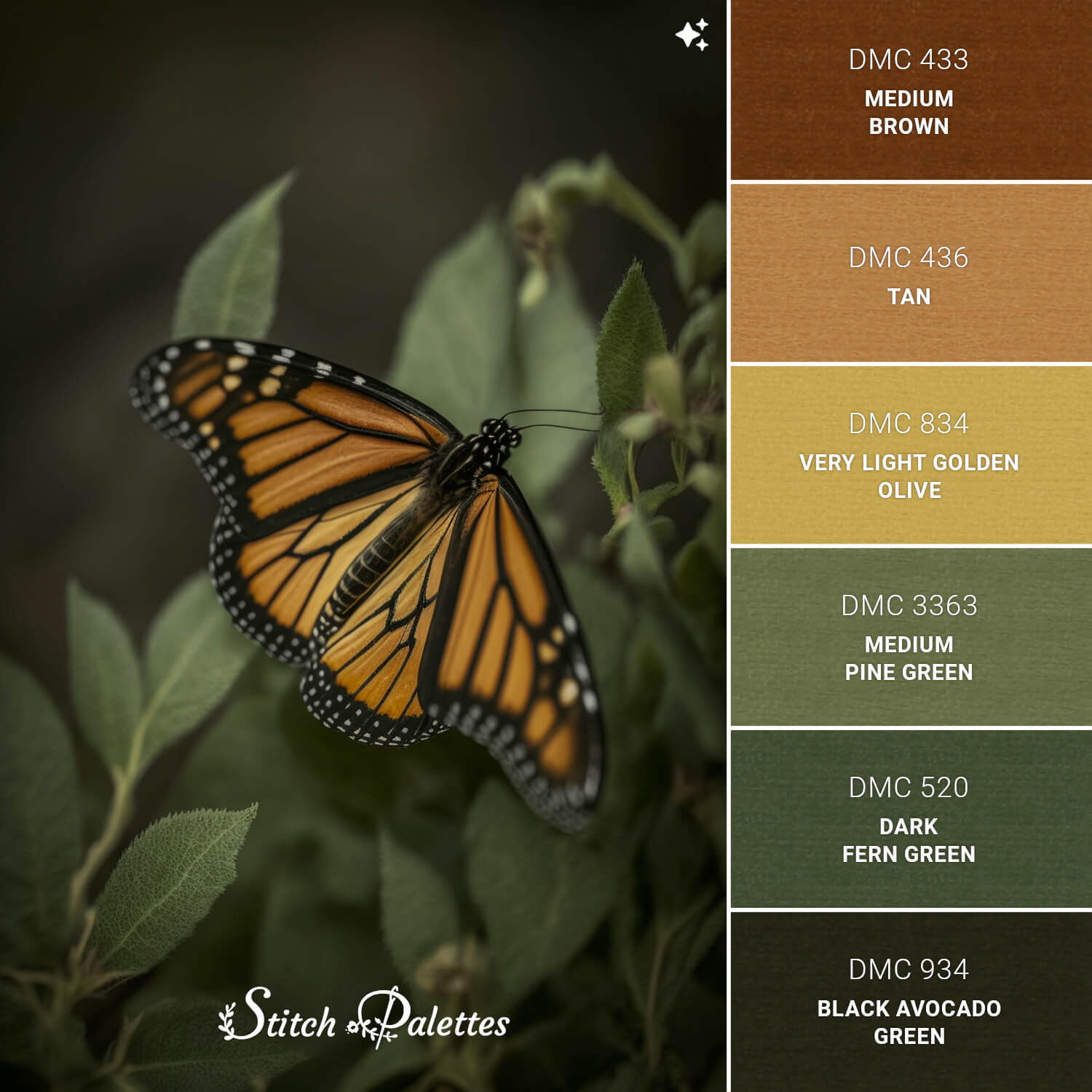 Wings In Shadow - Embroidery Color Palette (With Thread Codes)