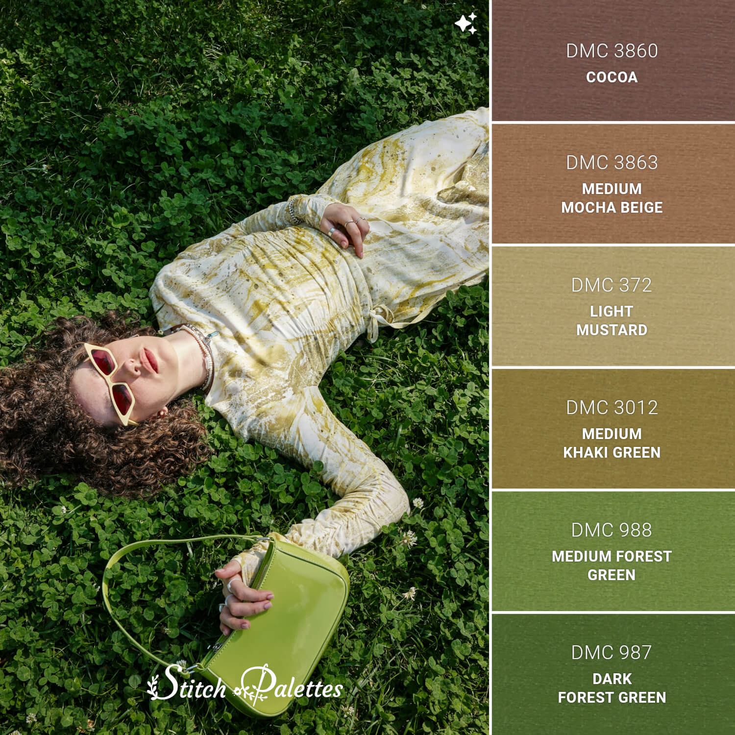 Rest Colo A Rest In The Grass - Embroidery Color Palette (With Thread Codes)
