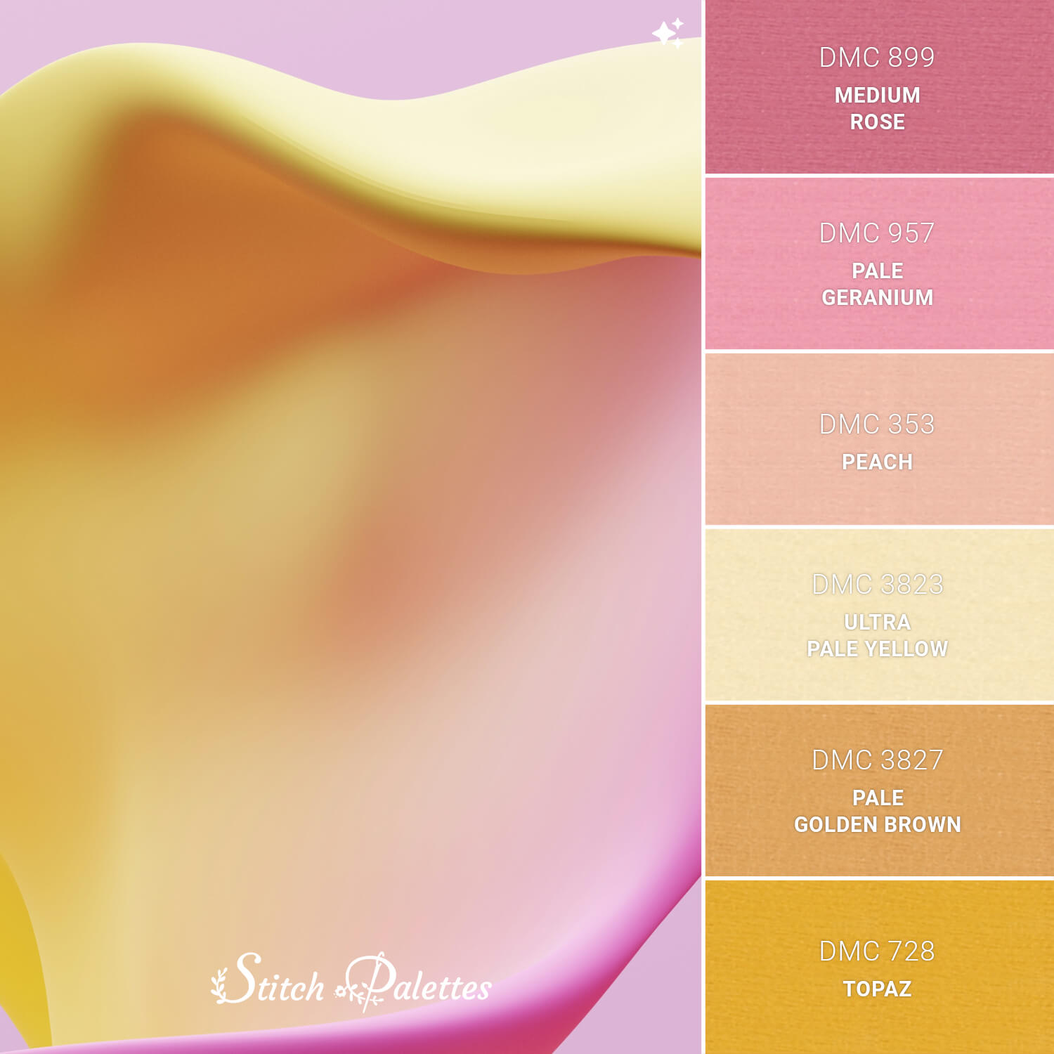 Golden Rose Drift - Embroidery Color Palette (With Thread Codes)