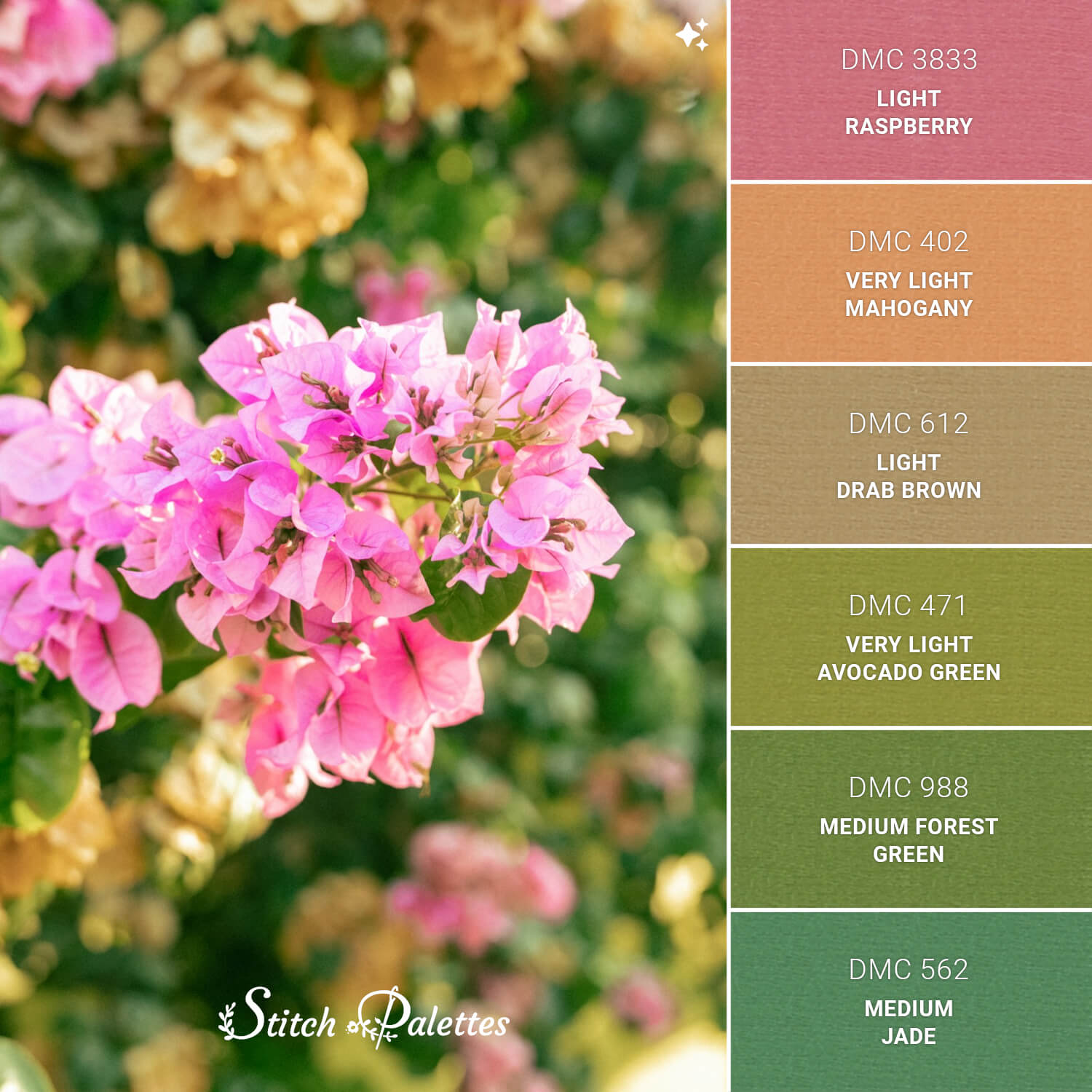 Garden Brights - Embroidery Color Palette (With Thread Codes)