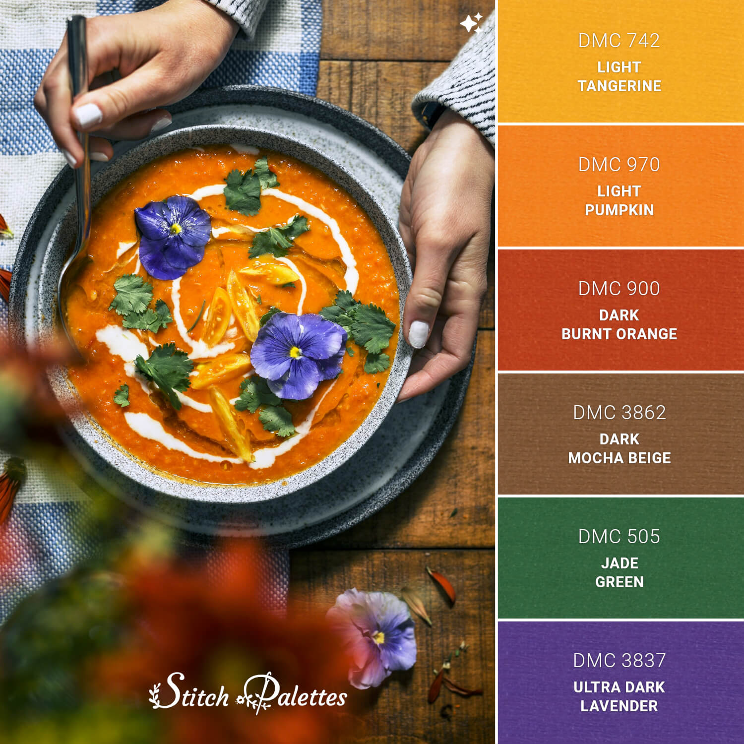 Bowl Of Bright - Embroidery Color Palette (With Thread Codes)