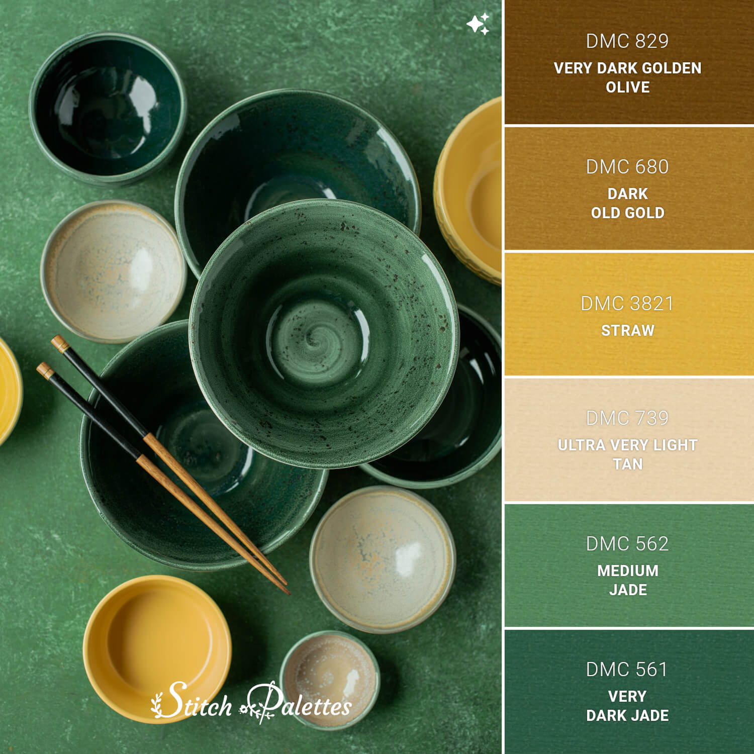 Bowls And Chopsticks - Embroidery Color Palette (With Thread Codes)