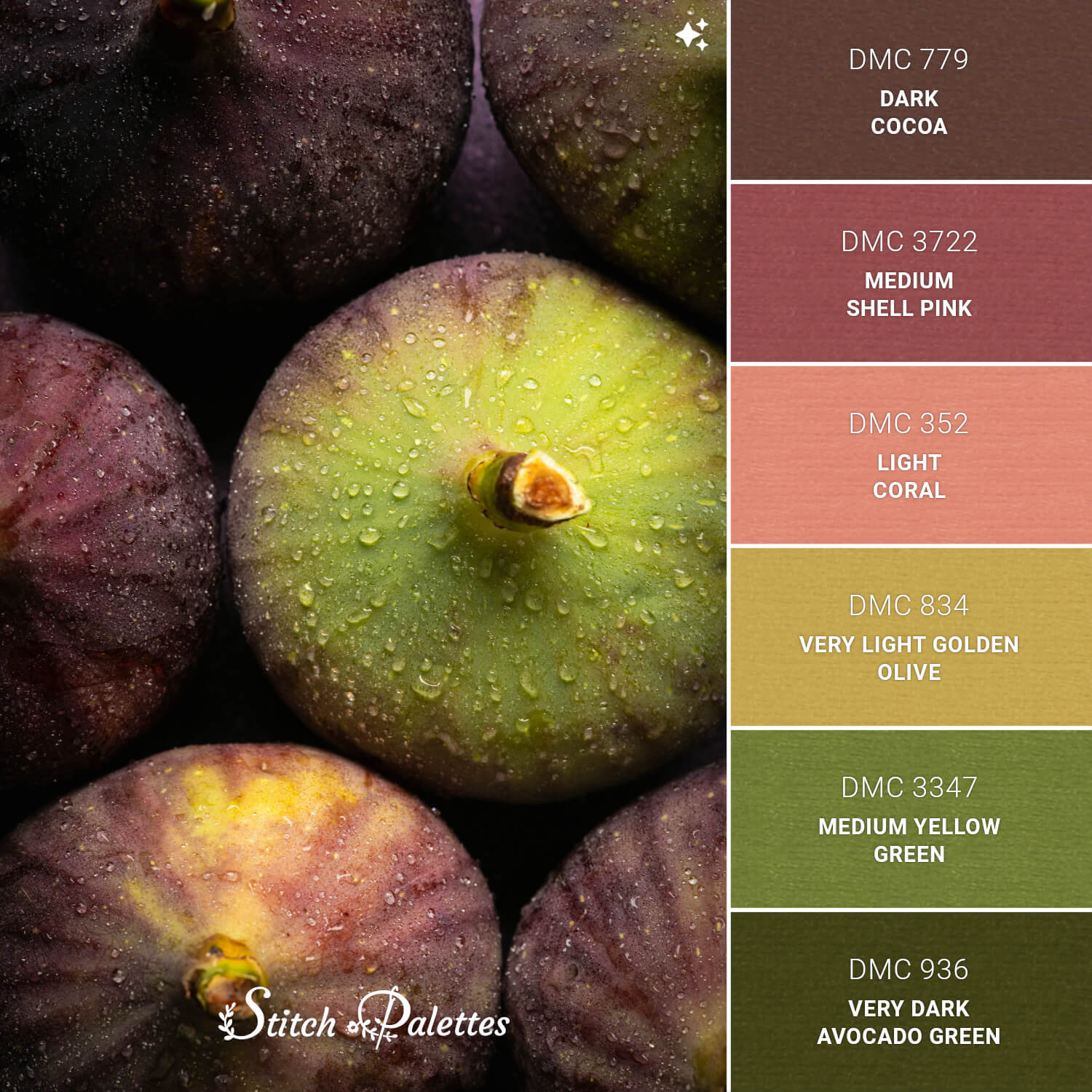 Fig Drops - Embroidery Color Palette (With Thread Codes)
