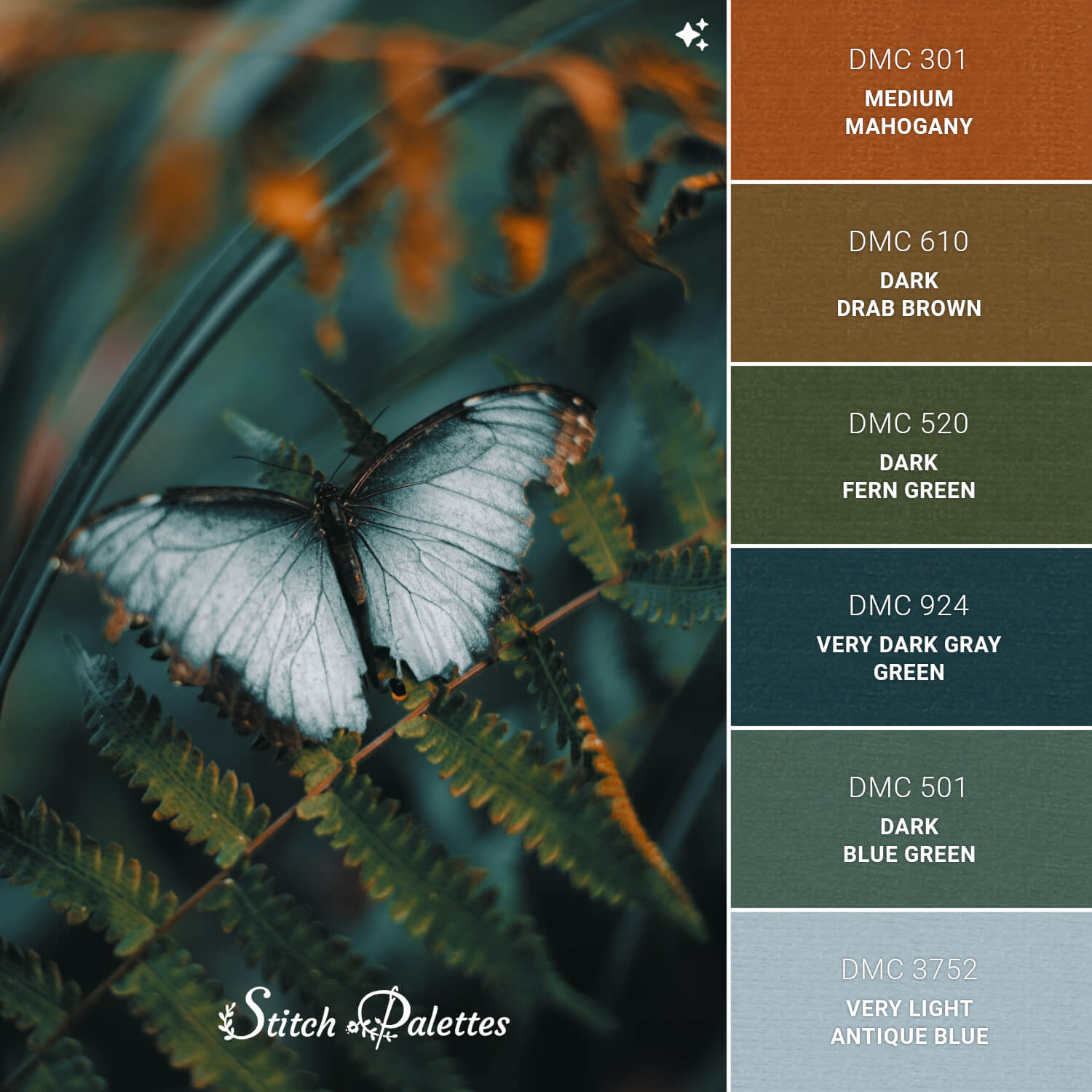 Wings Of Contrast - Embroidery Color Palette (With Thread Codes)