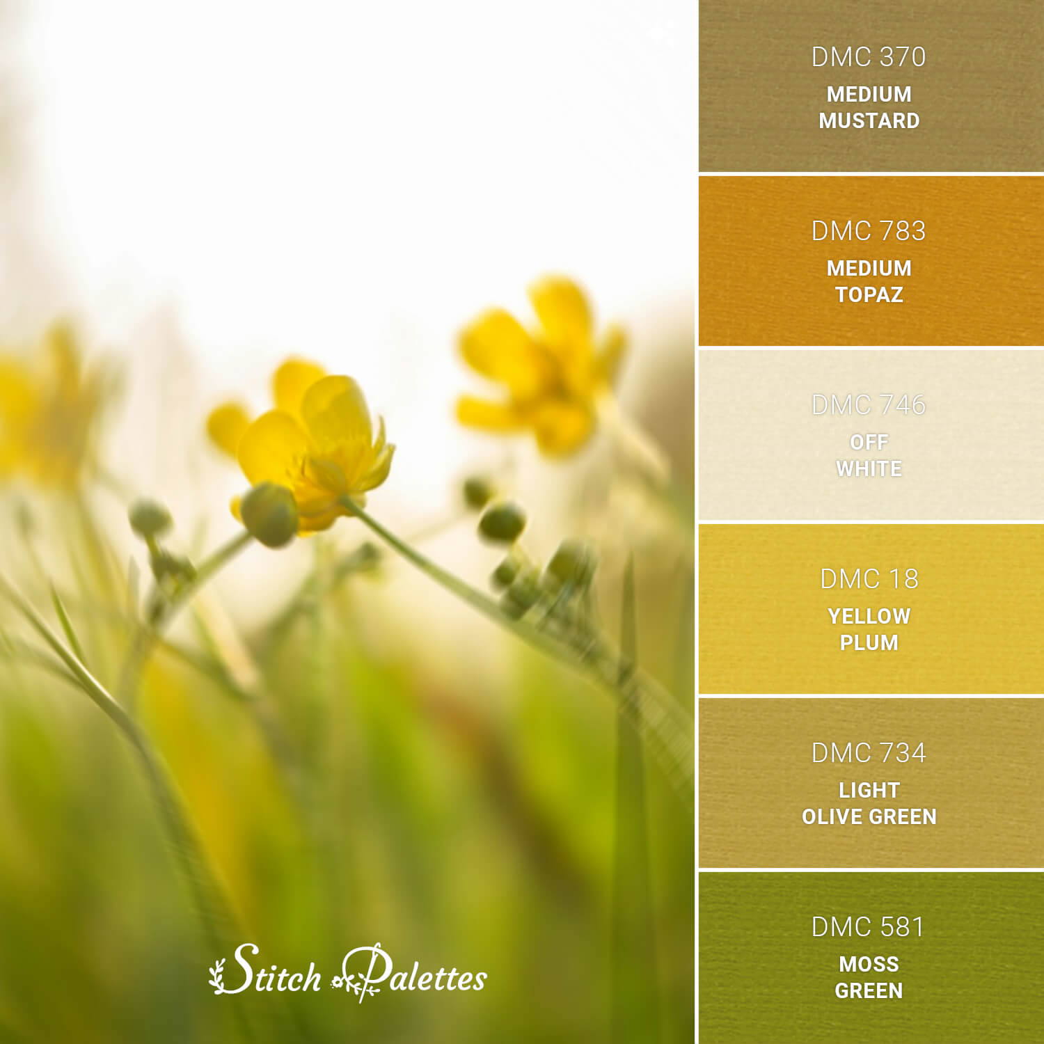 Fuzzy Flower FIeld - Embroidery Color Palette (With Thread Codes)