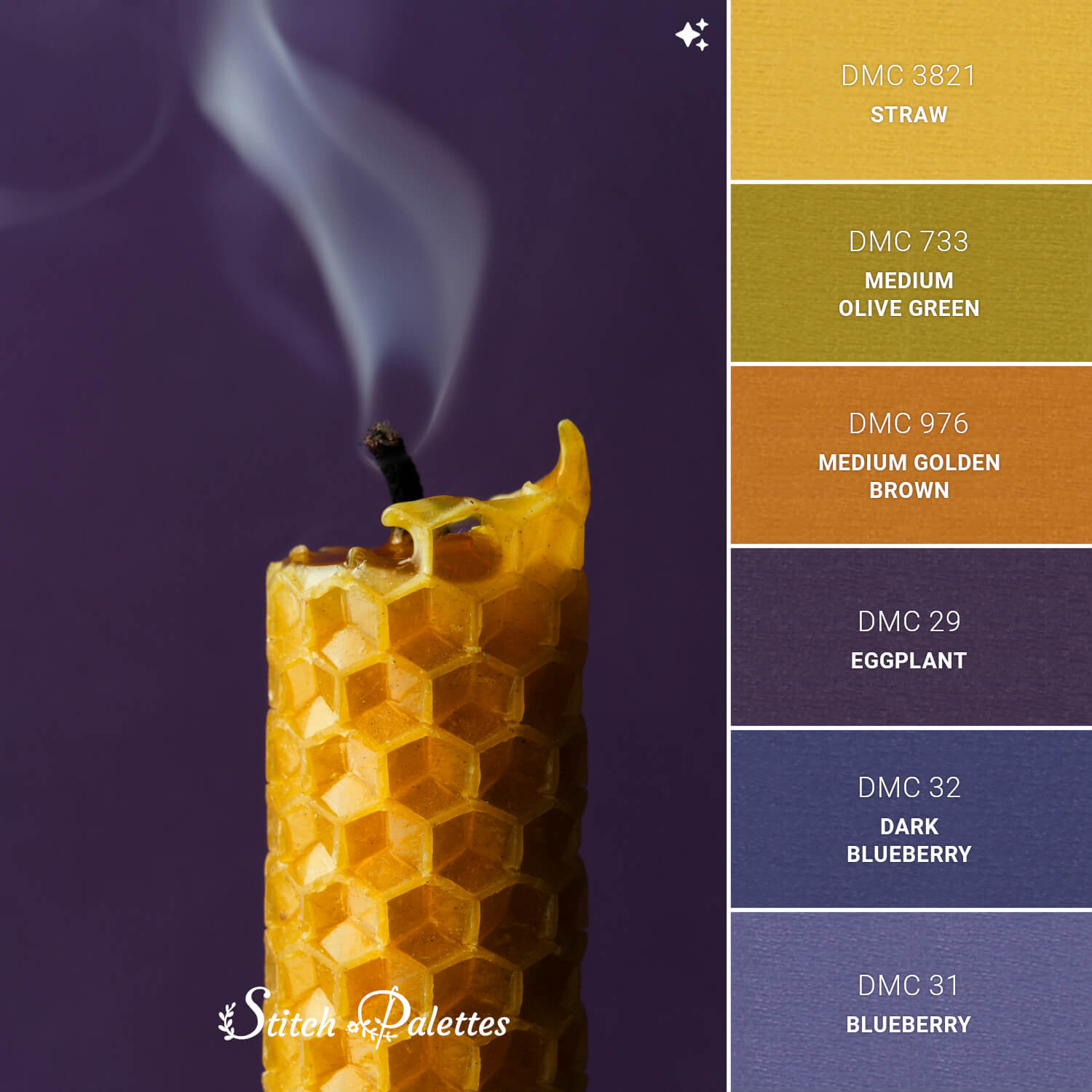 Candle Burnout - Embroidery Color Palette (With Thread Codes)