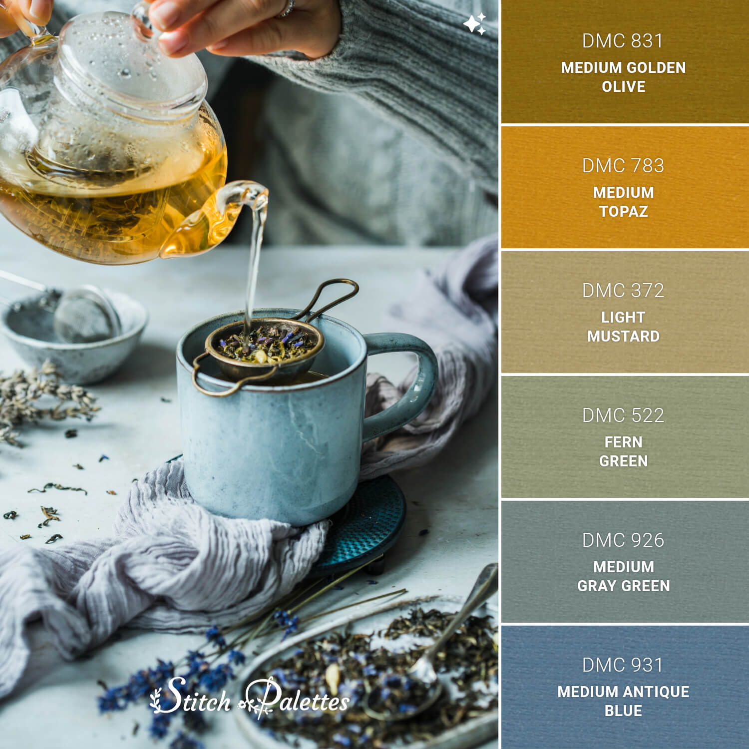 Red Tea Color Code Herbal Tea - Embroidery Color Palette (With Thread Codes)