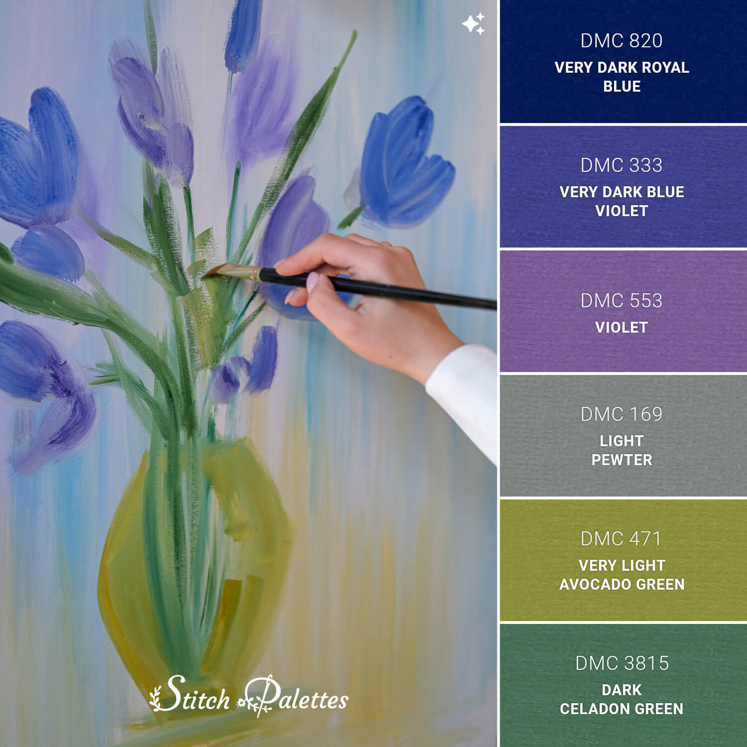 The Painter's Vase - Embroidery Color Palette (With Thread Codes)