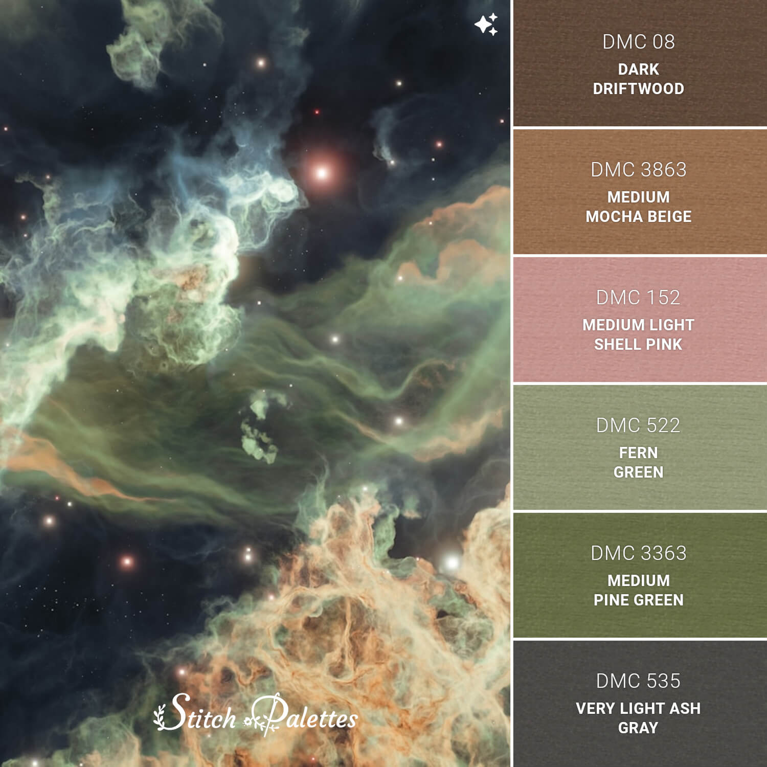 Somewhere In A Galaxy - Embroidery Color Palette (With Thread Codes)