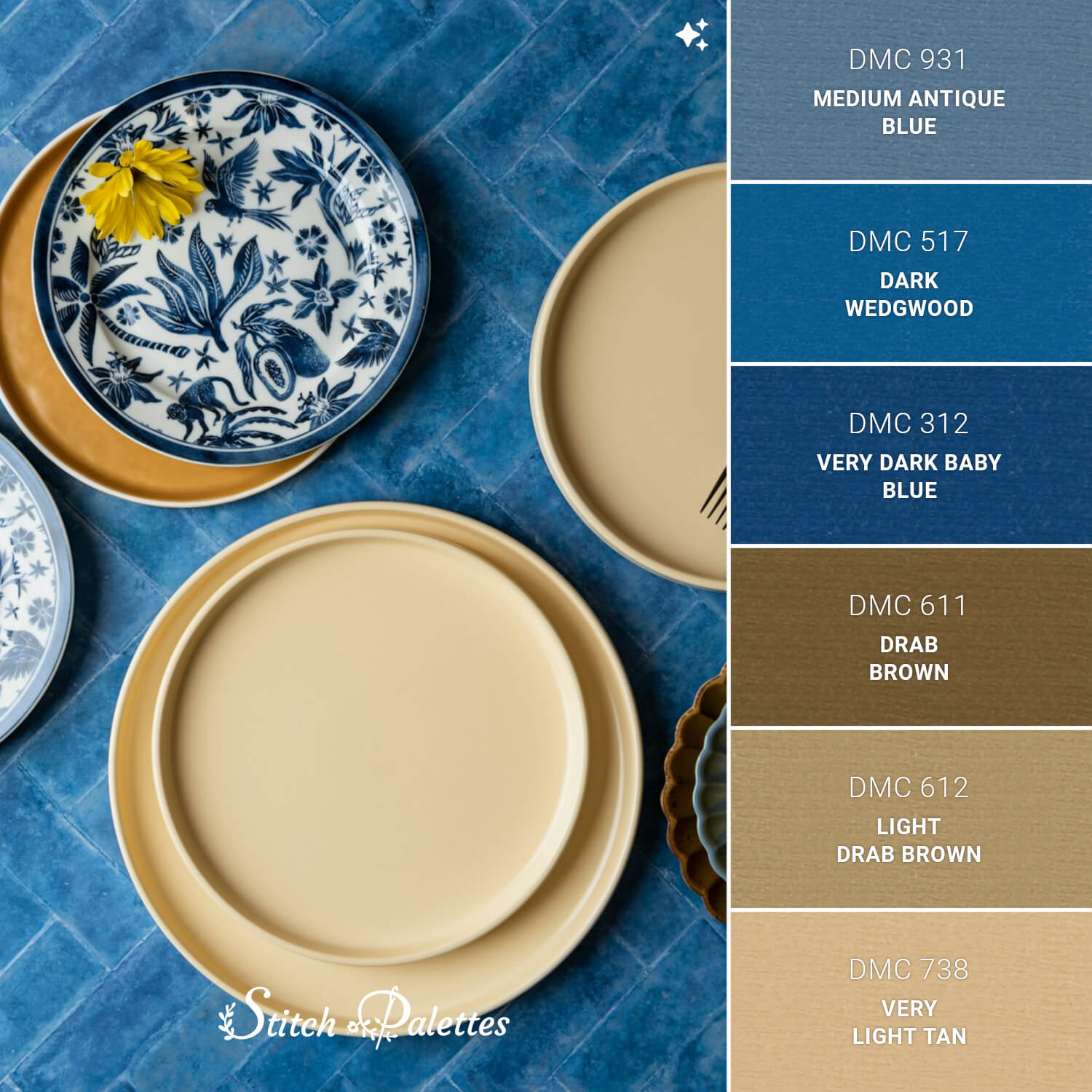 Color 1842 Waiting For Dinner - Embroidery Color Palette (With Thread Codes)