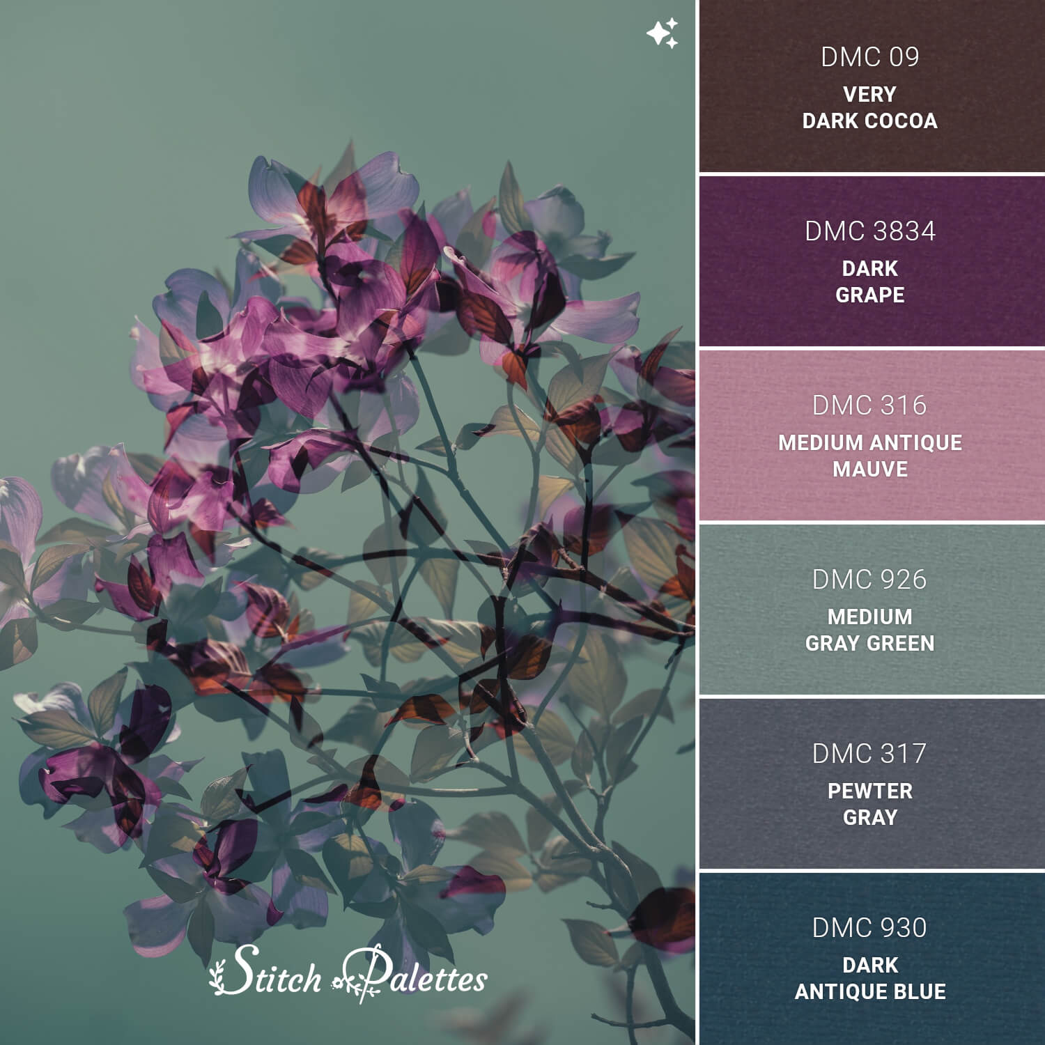 Fading Leaves - Embroidery Color Palette (With Thread Codes)