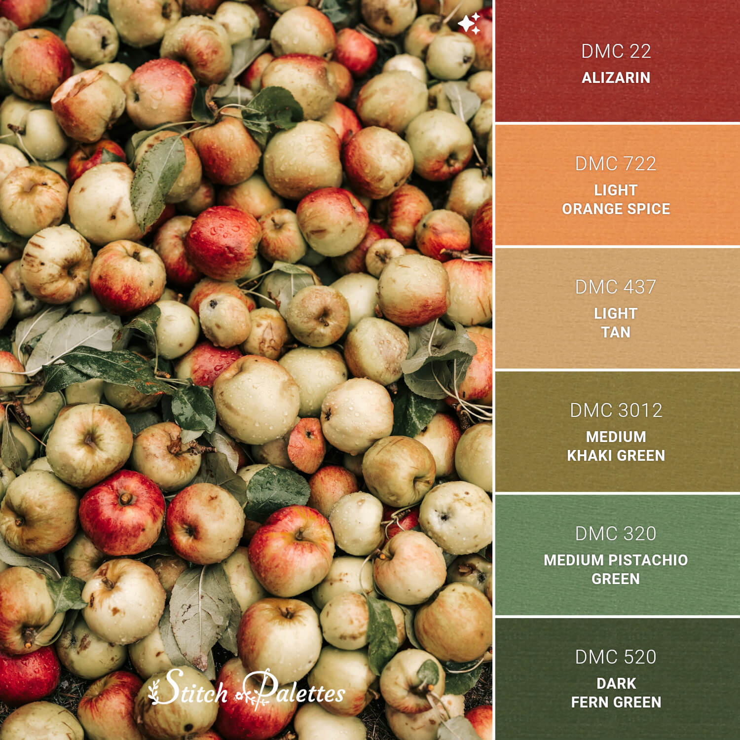 Fresh Apples - Embroidery Color Palette (With Thread Codes)