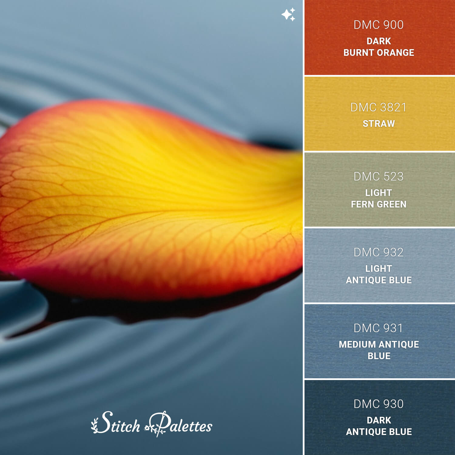 A Single Petal - Embroidery Color Palette (With Thread Codes)