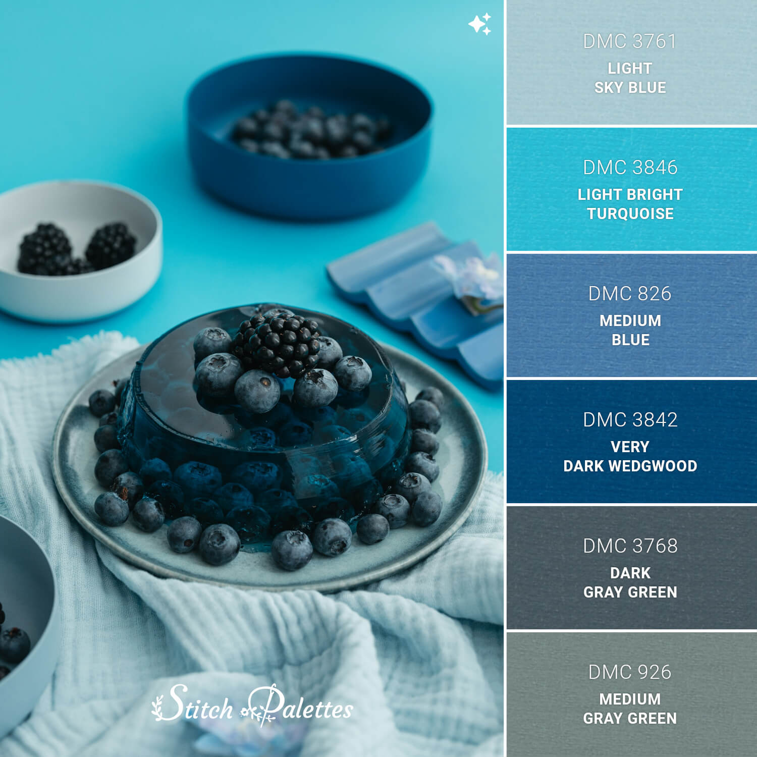 Blueberry Jelly - Embroidery Color Palette (With Thread Codes)